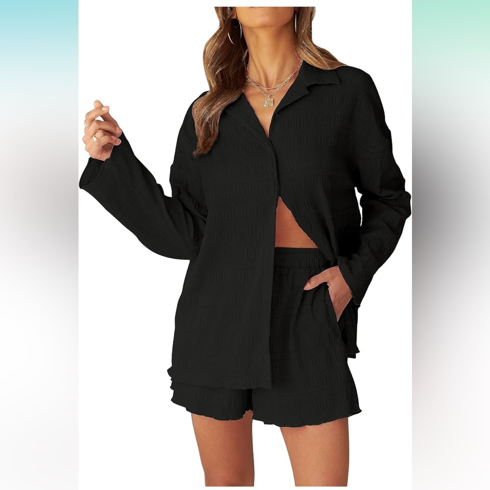 Black flowy 2 piece shorts set💋size med brand new never worn